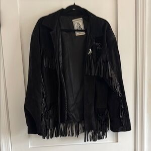 Vintage Black Fringe Suede Jacket